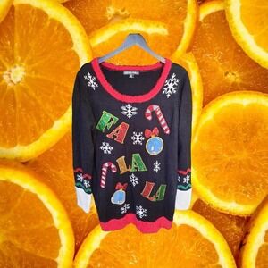 United States Sweaters Christmas Sweater Fa La La With‎ Sequin Size XL